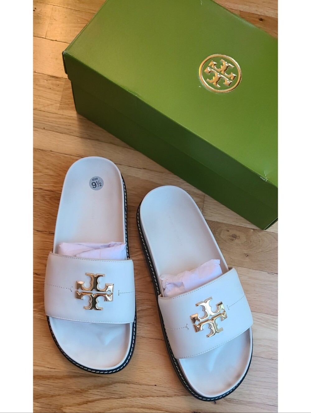 Tory Burch Everly Anatomic Lug Leather Slide Sandal 9.5 Resortwear Coastal
